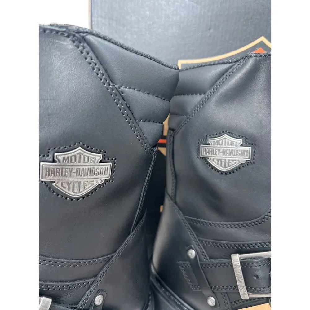Harley Davidson Men Booker Boots Black Leather Motorcycle Boots Size 13